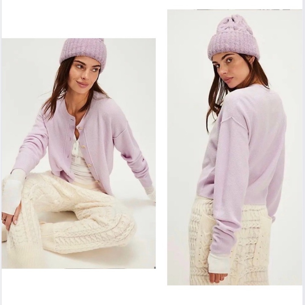 Free People Lila Cashmere Knit Cardigan, Haze, Pink, Size Medium